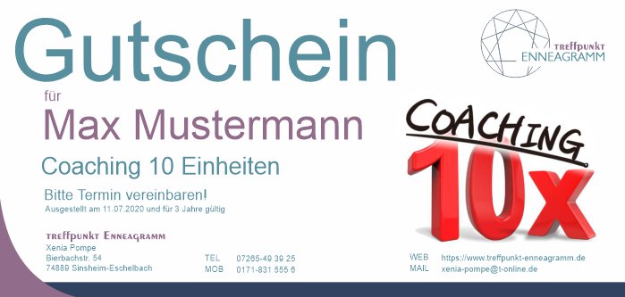 Gutschein für 10 Einheiten Coaching