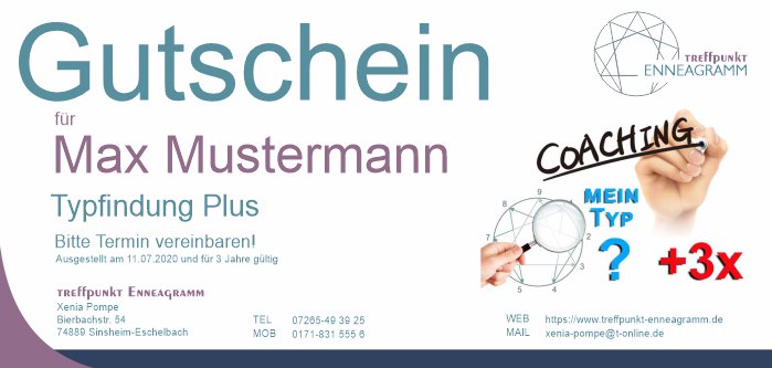 Gutschein für Typfindung + 3x Coaching