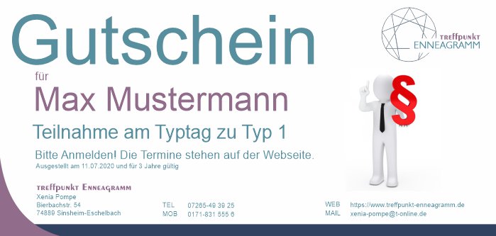 Gutschein für die Teilnahme am Typtag zu Typ 1