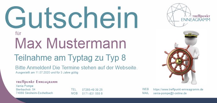 Gutschein für die Teilnahme am Typtag zu Typ 8